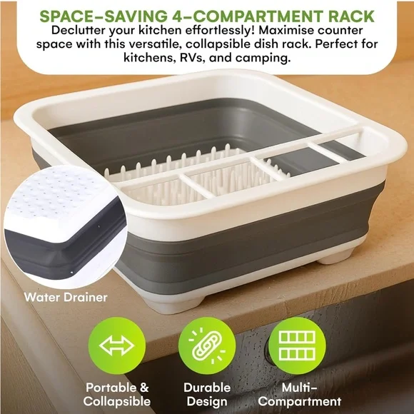 Collapsible Dish Drying Rack - for Kitchen, RV Camping Essentials -4.9"x14"x12" - Picture 4 of 6